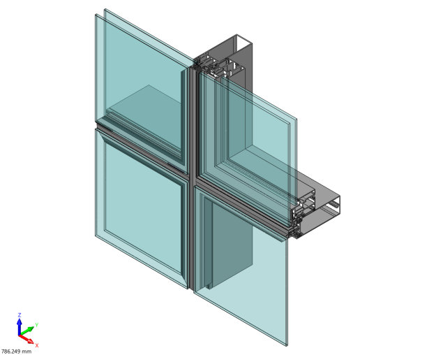 ALUMEG Stick Curtain Wall CW 50 FSS “Fully Structural Sealant”