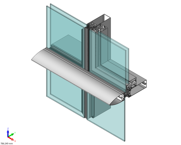 ALUMEG Stick Curtain Wall CW 50 HCC “Horizontally Captured CW”.